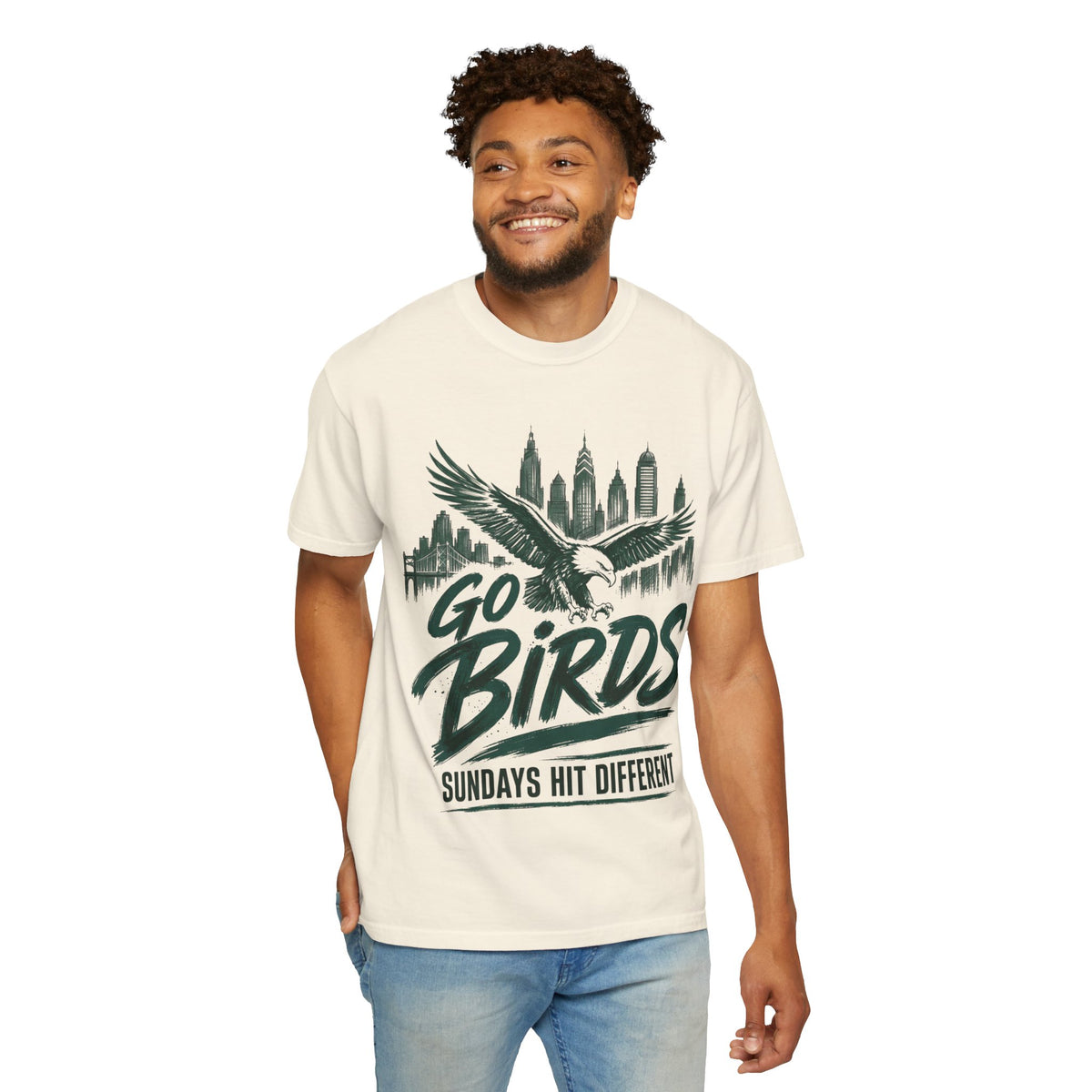 GO BIRDS Sundays Hit Different heavyweight tee product detail