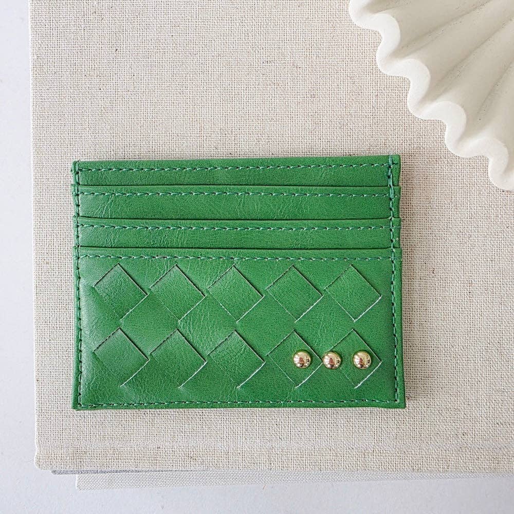 Mariah woven card holder in emerald