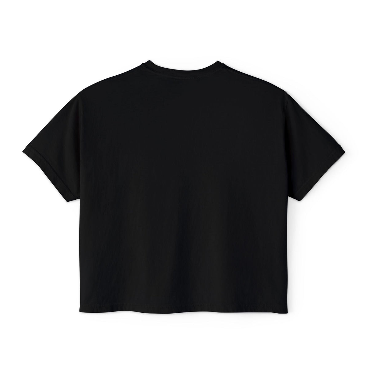 Black Cozy Moon Tribe cropped boxy tee, plain back product view