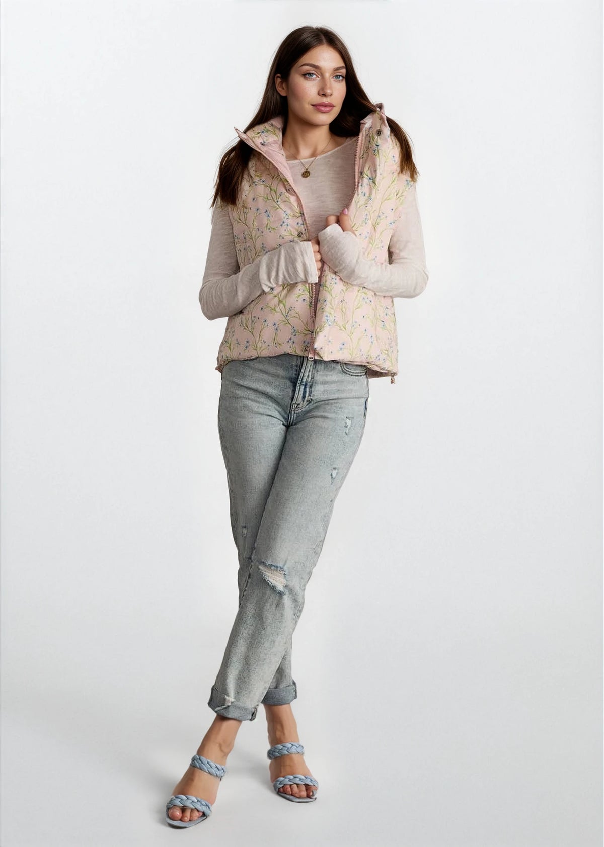 Light Pink Floral Puffer Vest - House of Caelo Athleisure Wear, Yoga Wear &  Women's Clothing