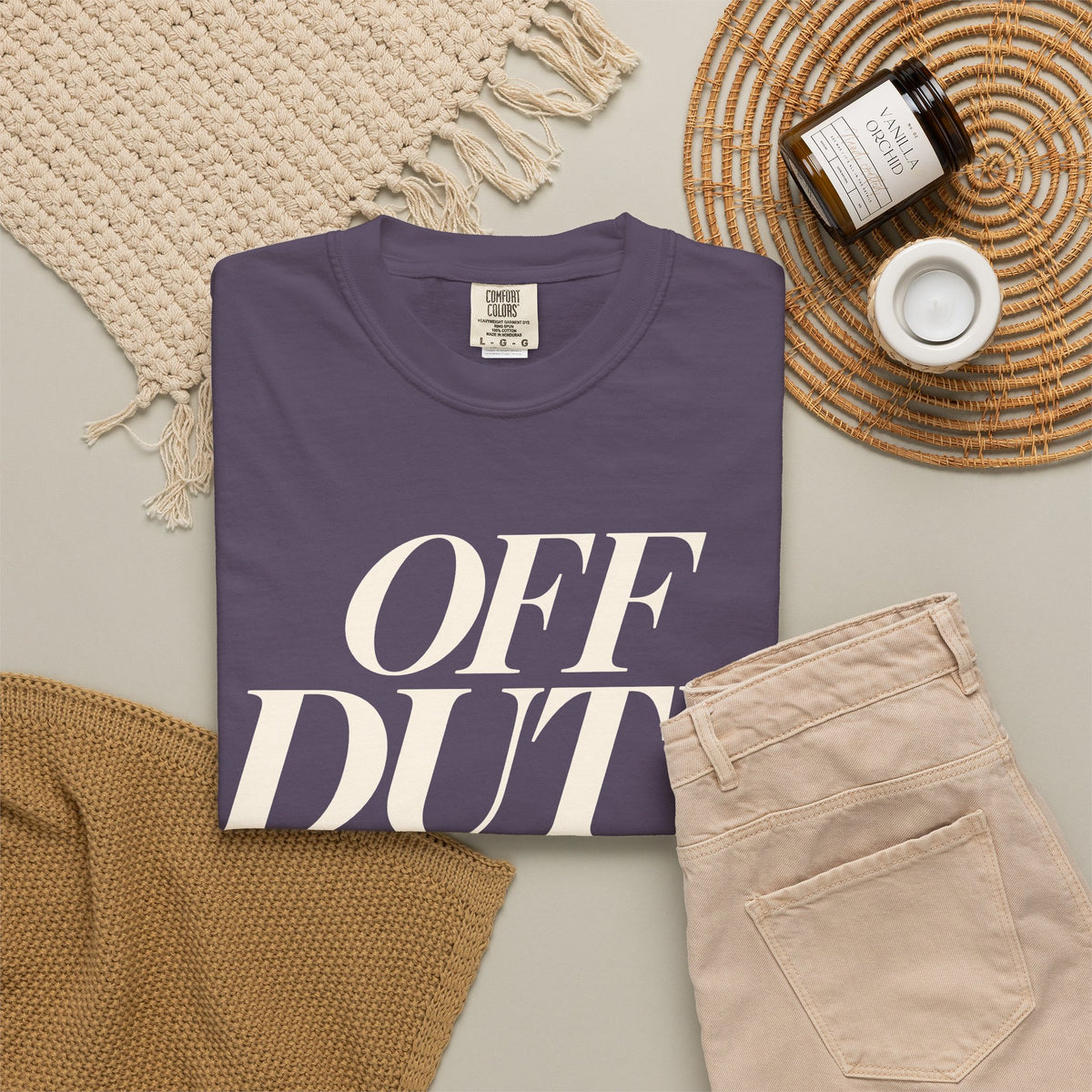 Off Duty Tee | Bold Italic Garment-Dyed T-Shirt
