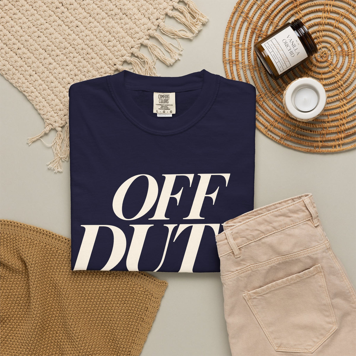 Off Duty Tee | Bold Italic Garment-Dyed T-Shirt
