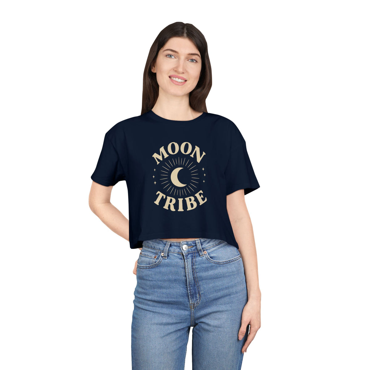 Moon Tribe Crop Tee — Celestial Women's Graphic Shirt — alternate product view 16