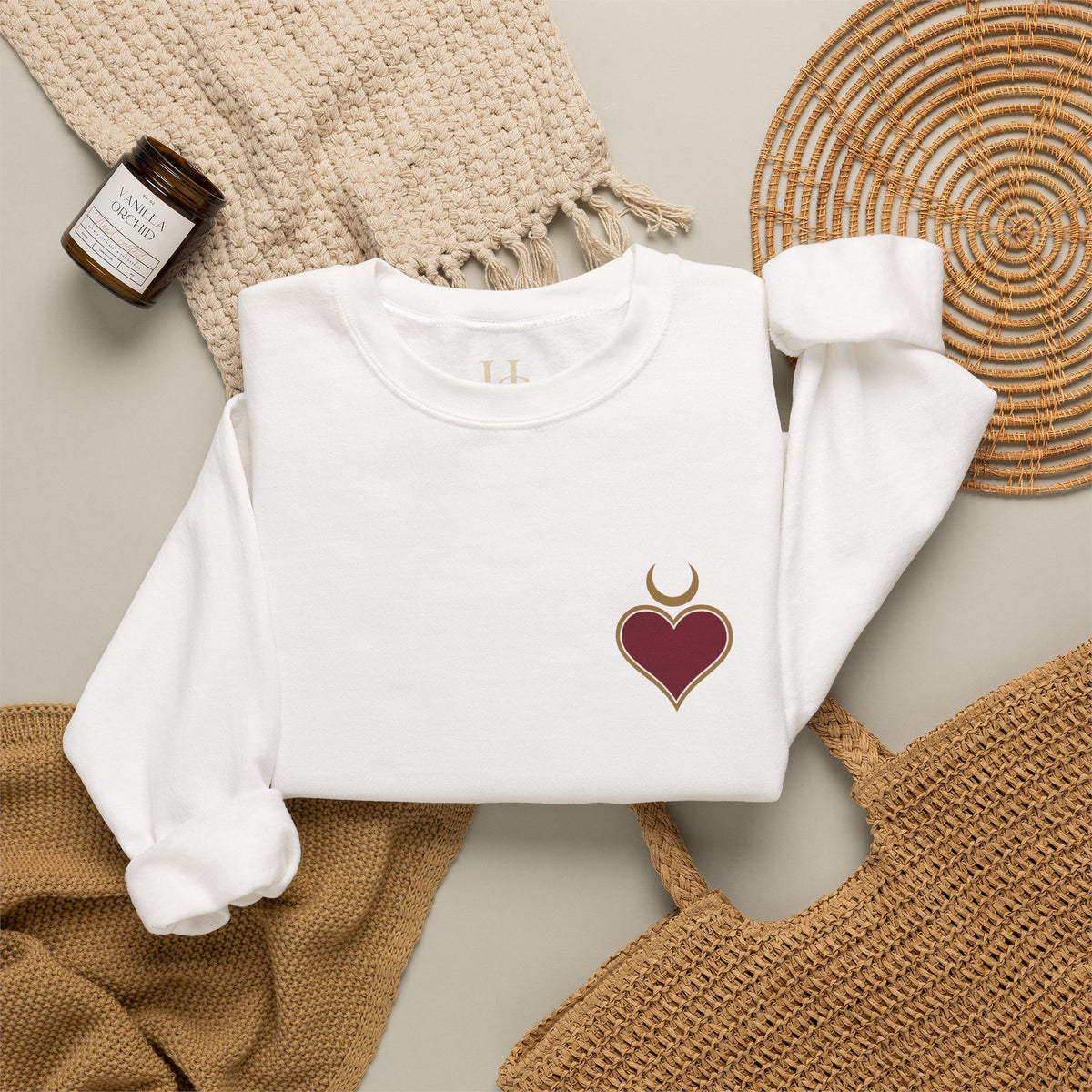 Queen of Hearts Sweatshirt | Celestial Playing Card Back Print Crewneck