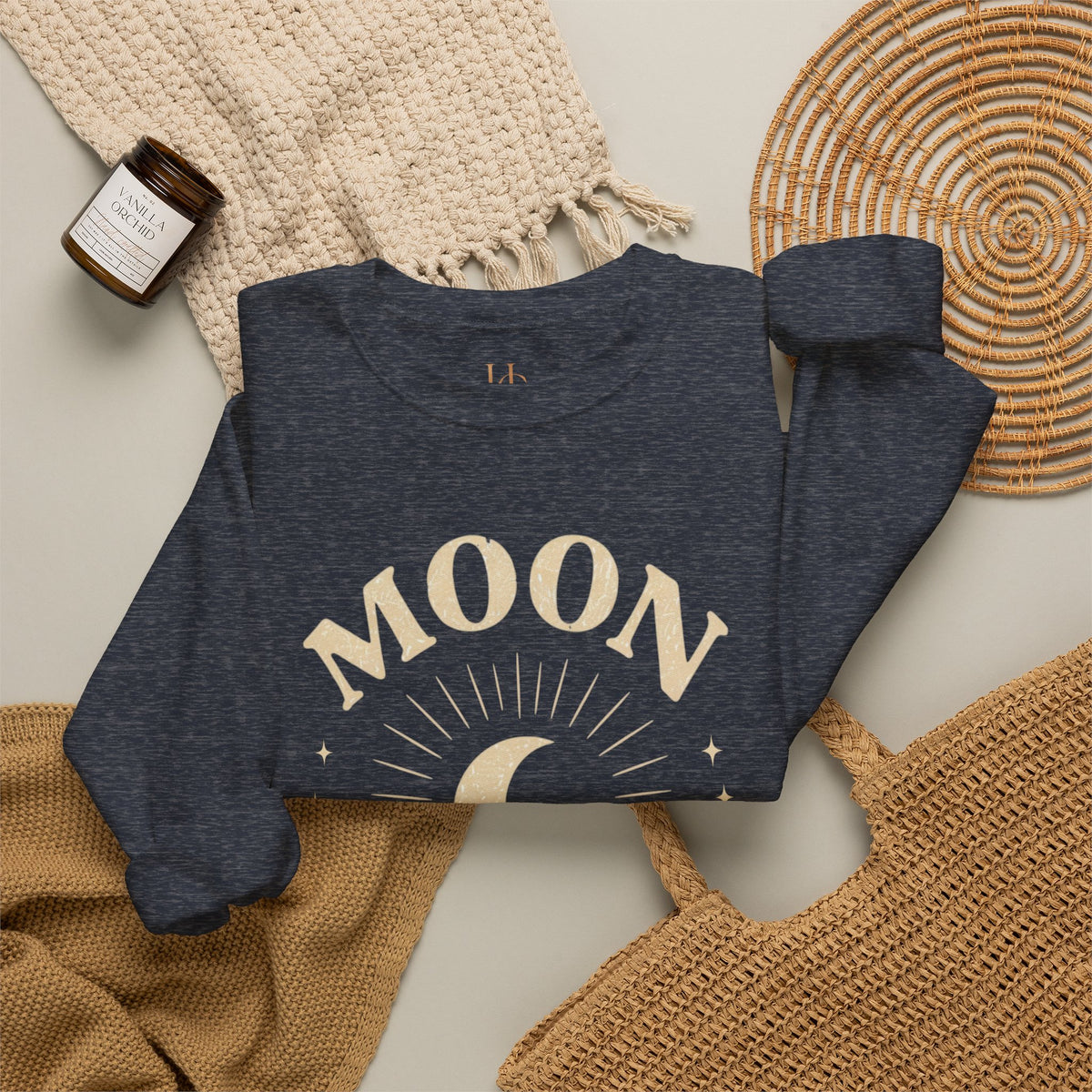 Moon Tribe Crewneck Sweatshirt — Celestial Moon Graphic Pullover - Jewel Tones, view 26 | Fitkitty Culture®