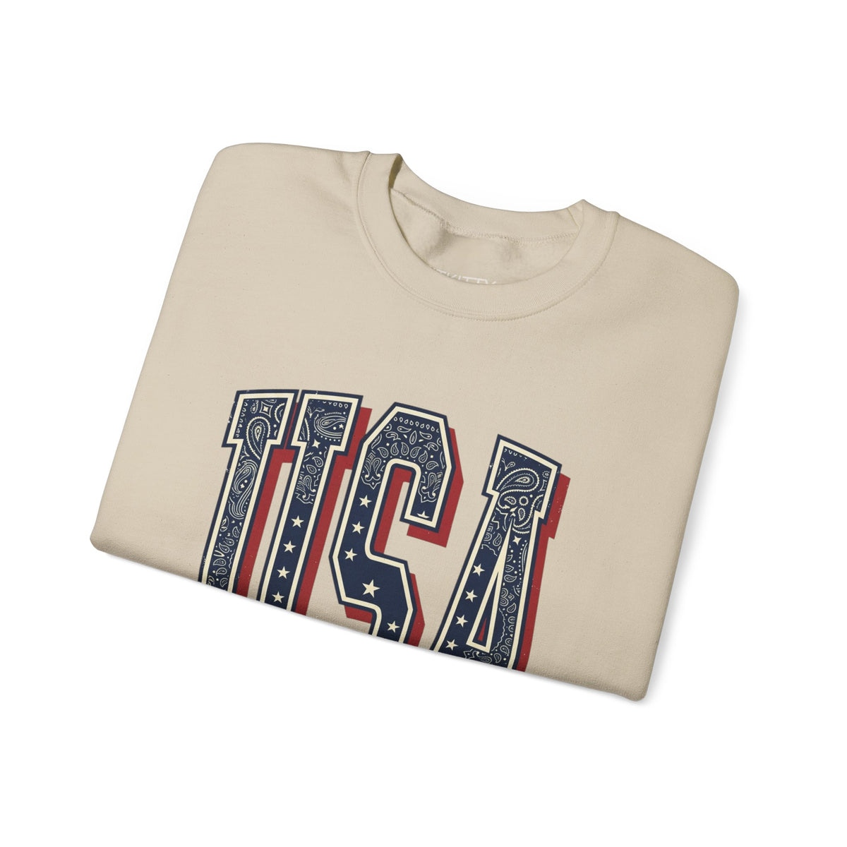 USA Varsity Embroidered Crewneck Sweatshirt | Vintage Patriotic Pullover, view 14 | Fitkitty Culture®