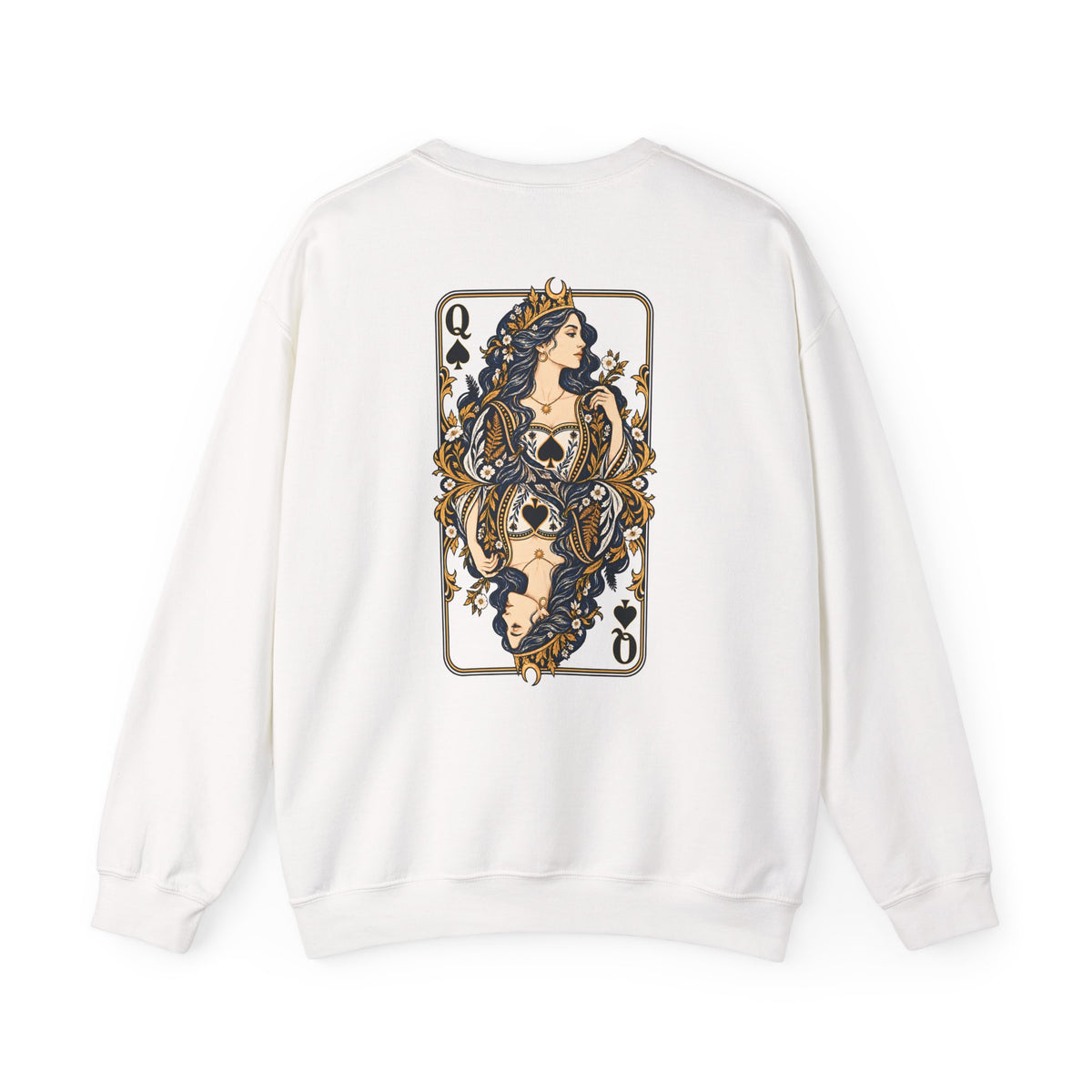 Queen of Spades Sweatshirt | Celestial Playing Card Back Print Crewneck