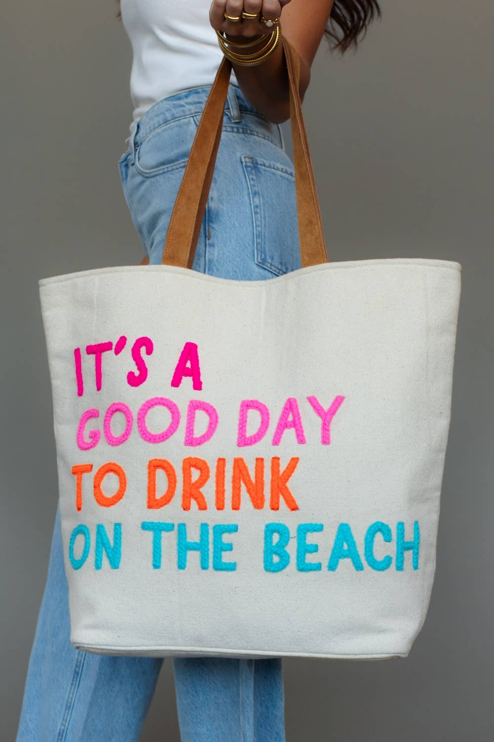 Cream Drink On The Beach Tote - Fitkitty Culture Athleisure Wear, Yoga Wear &  Women's Clothing