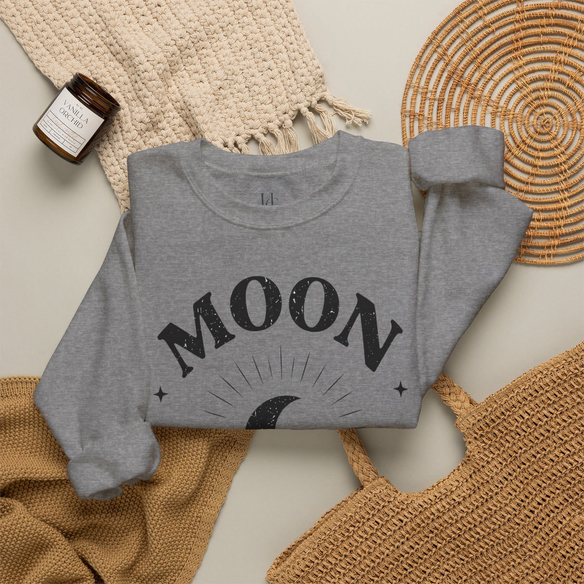 Moon Tribe Crewneck Sweatshirt – Crescent Moon Graphic Cozy Pullover — alternate product view 17