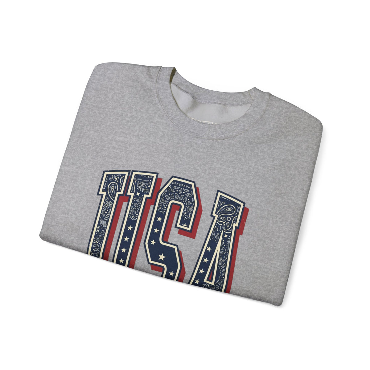 USA Varsity Embroidered Crewneck Sweatshirt | Vintage Patriotic Pullover, view 15 | Fitkitty Culture®