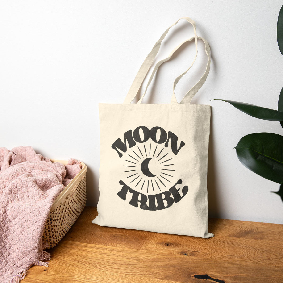 Moon Tribe Cotton Canvas Tote Bag | Fitkitty Culture®