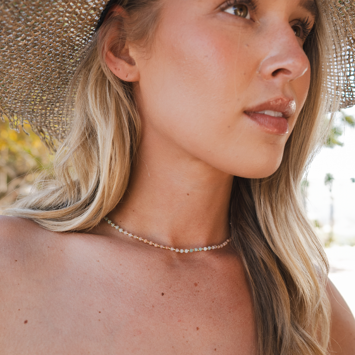 Positive Energy 3mm Healing Stone Necklace, product view 6
