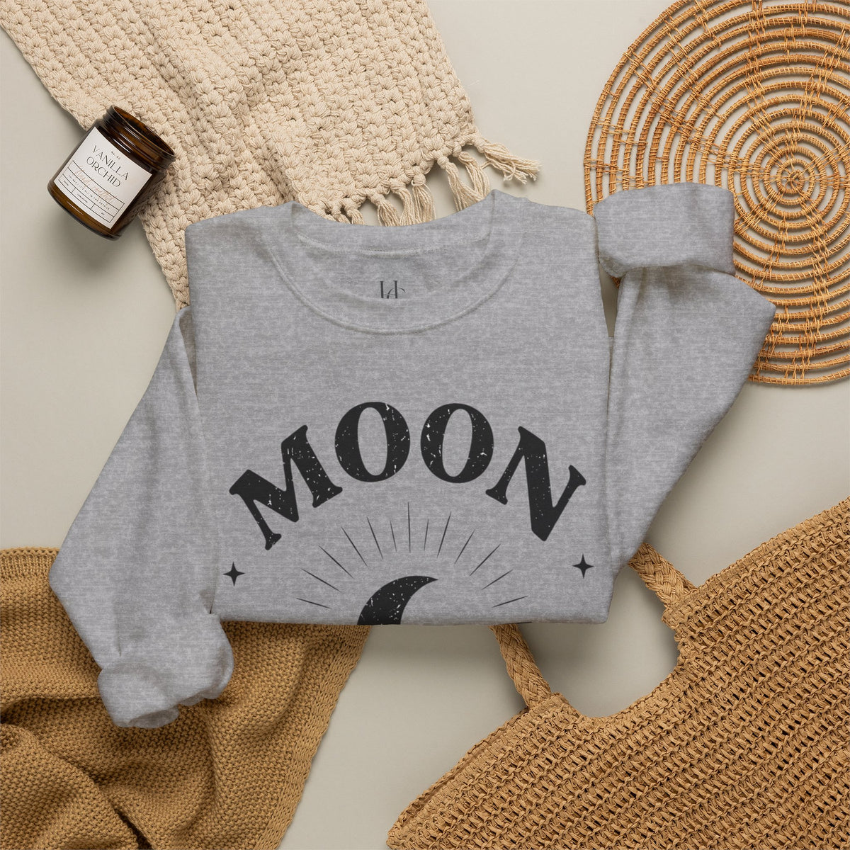 Moon Tribe Crewneck Sweatshirt – Crescent Moon Graphic Cozy Pullover — alternate product view 11