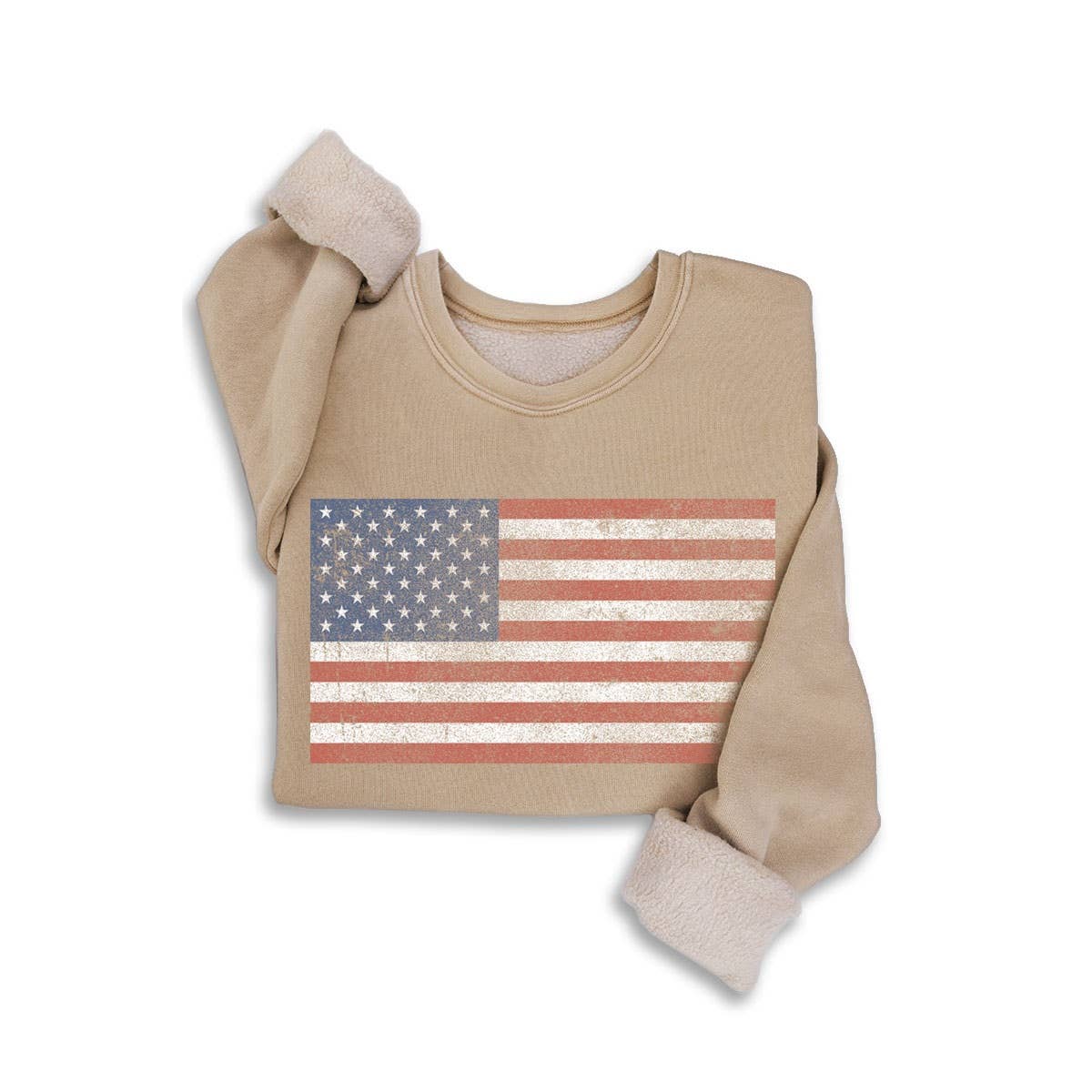 Vintage Americana Flag Fleece Sweatshirt - House of Caelo Athleisure Wear, Yoga Wear &  Women's Clothing