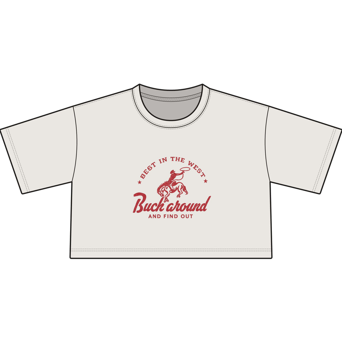 Cropped Tee — "Buck Around" Western Rodeo Graphic | Fitkitty Culture®