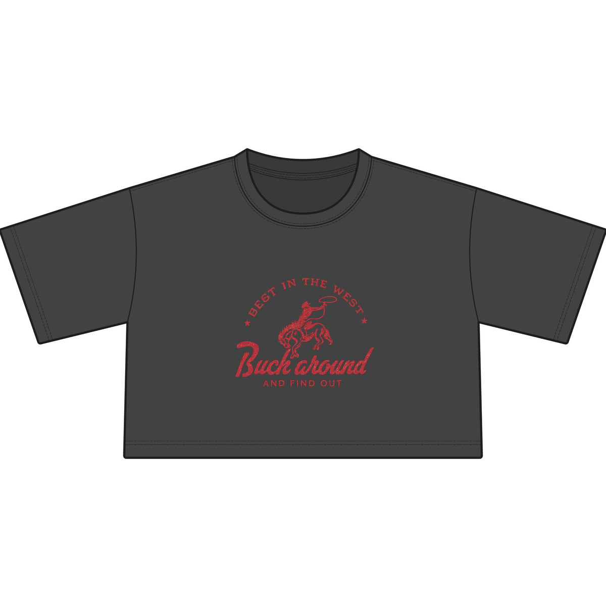 Cropped Tee — "Buck Around" Western Rodeo Graphic, view 4 | Fitkitty Culture®