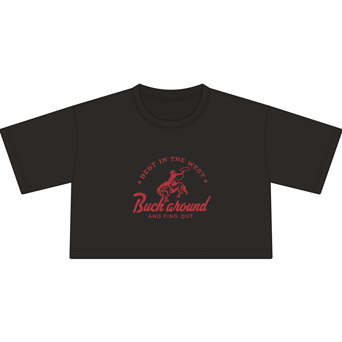 Cropped Tee — "Buck Around" Western Rodeo Graphic, view 2 | Fitkitty Culture®