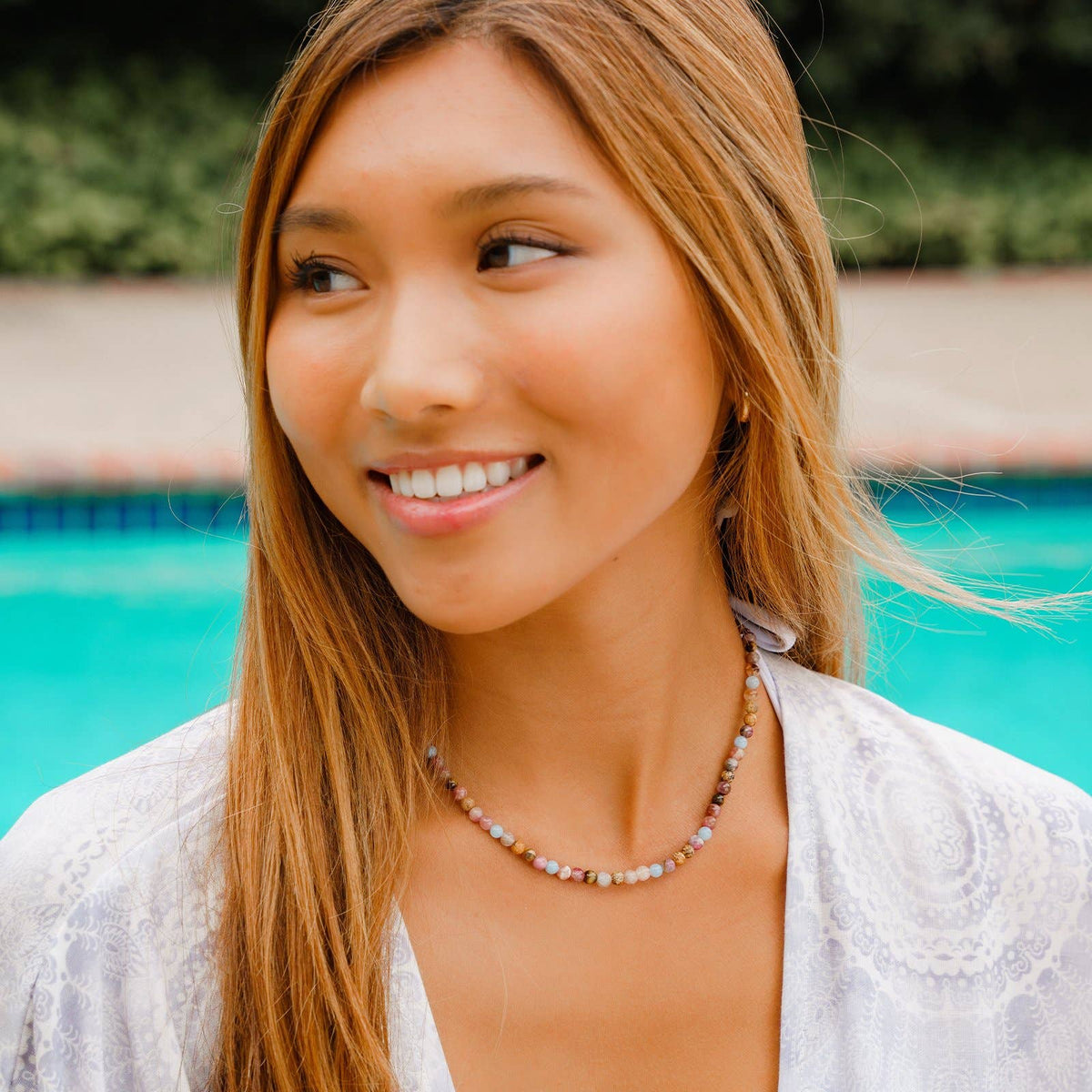 Peace + Happiness 4 mm Healing Necklace — alternate product view 6
