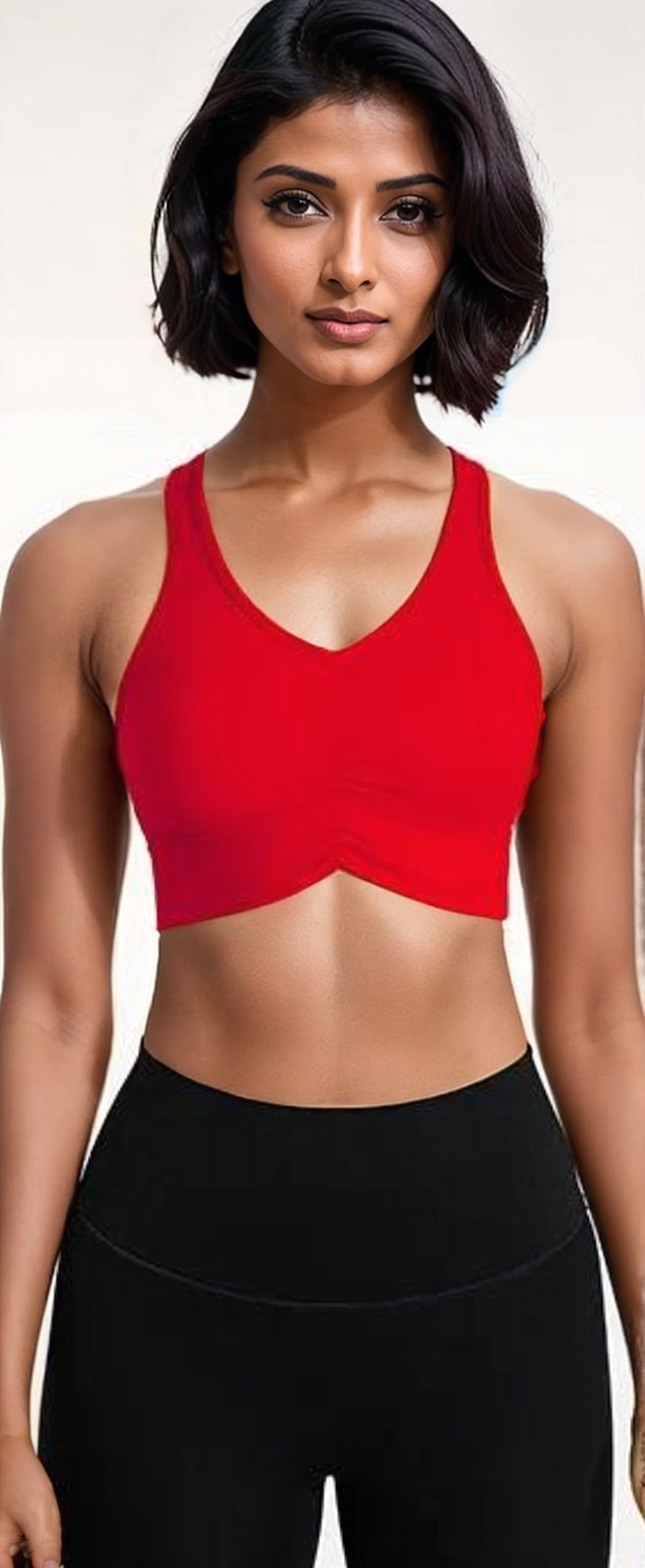V Neck Brushed Fabric Scrunch Front Yoga Bras, Sports Bra, House of Caelo, House of Caelo