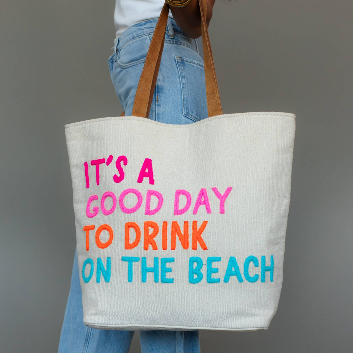 Cream Drink On The Beach Tote - Fitkitty Culture Athleisure Wear, Yoga Wear &  Women's Clothing