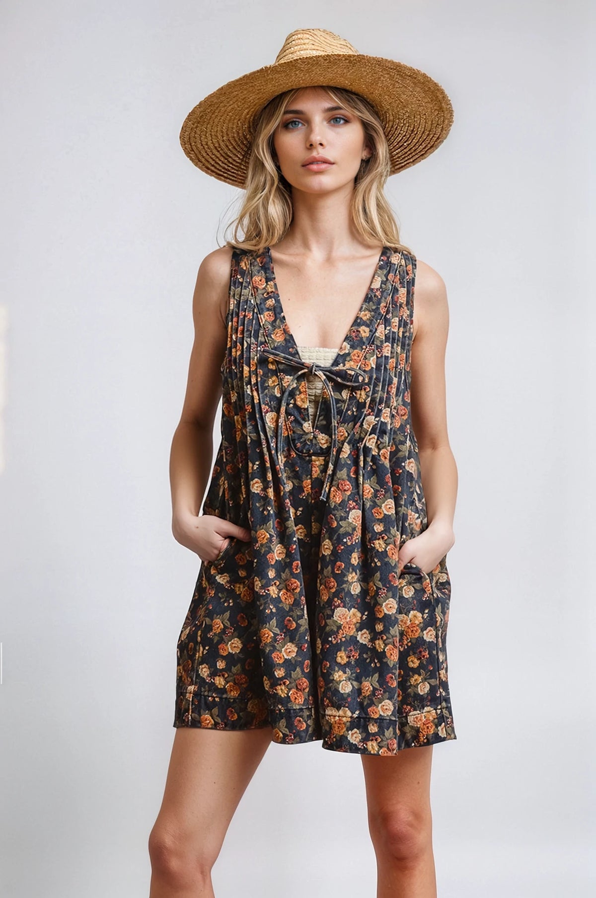 Vintage Bloom Denim Romper - House of Caelo Athleisure Wear, Yoga Wear &  Women's Clothing