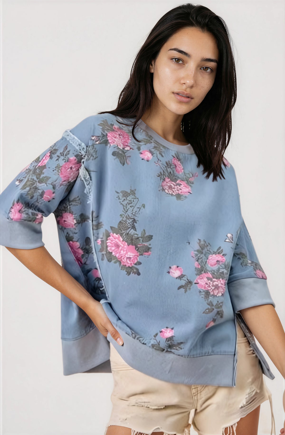Flower Printed Denim Shirt - Fitkitty Culture Athleisure Wear, Yoga Wear &  Women's Clothing