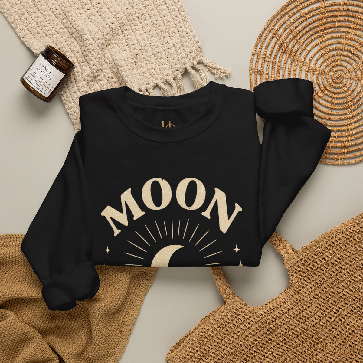 Moon Tribe Crewneck Sweatshirt — Celestial Moon Graphic Pullover - Jewel Tones — alternate product view 12