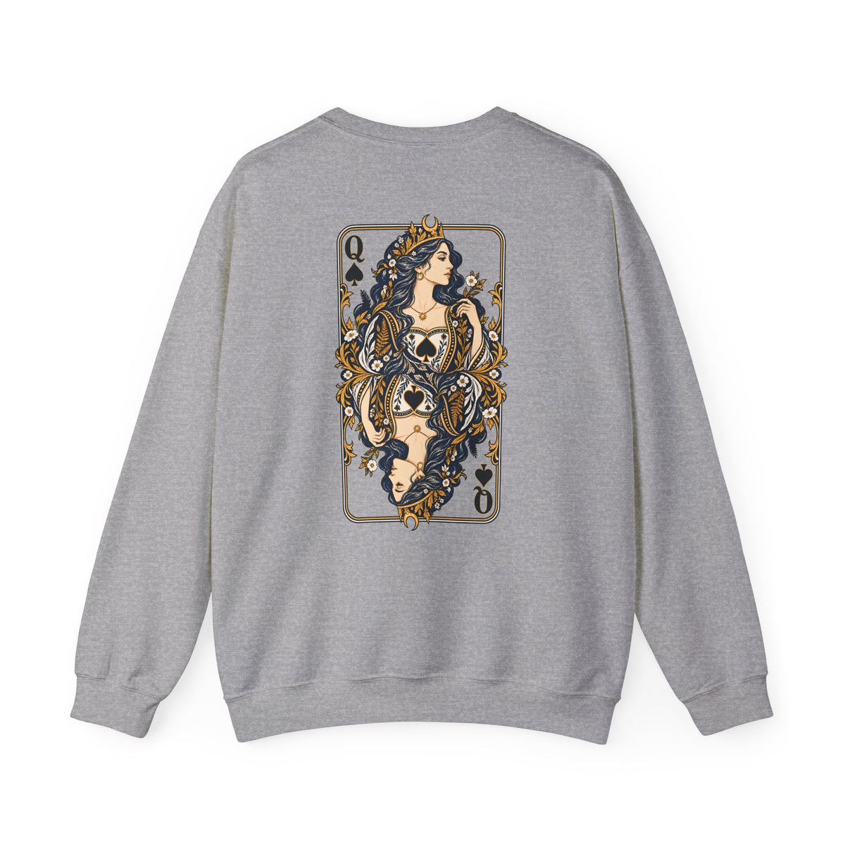 Queen of Spades Sweatshirt | Celestial Playing Card Back Print Crewneck