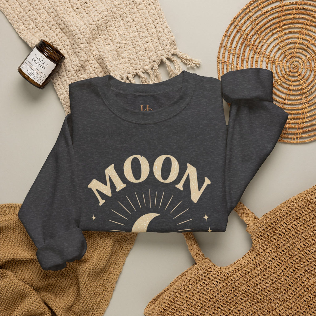 Moon Tribe Crewneck Sweatshirt — Celestial Moon Graphic Pullover - Jewel Tones — alternate product view 20