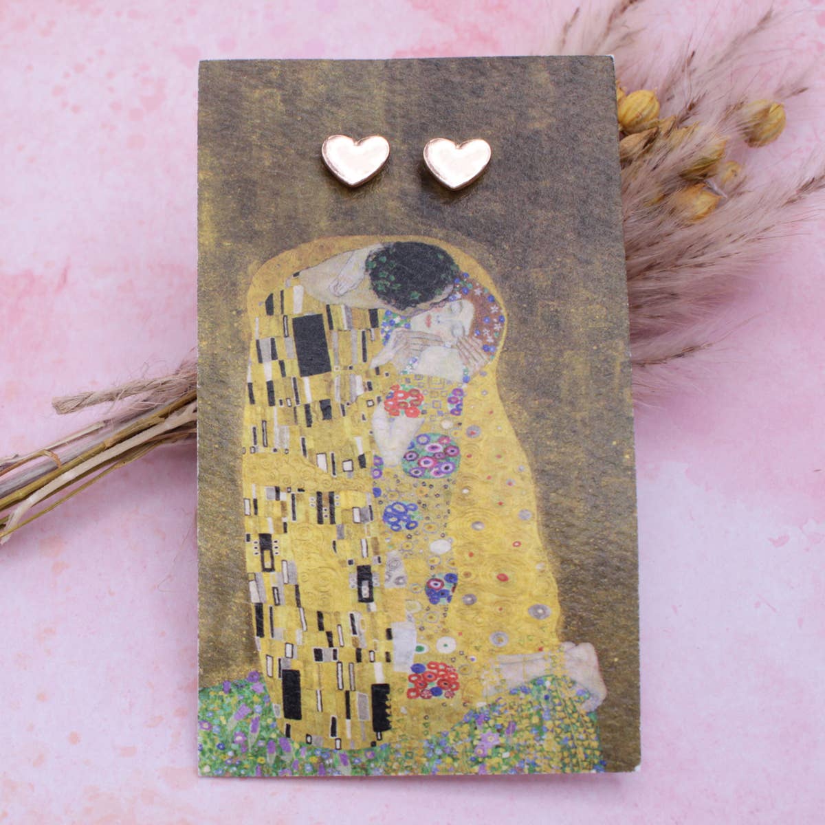 The Kiss Fine Art Gold Heart Earrings - Fitkitty Culture Athleisure Wear, Yoga Wear &  Women's Clothing