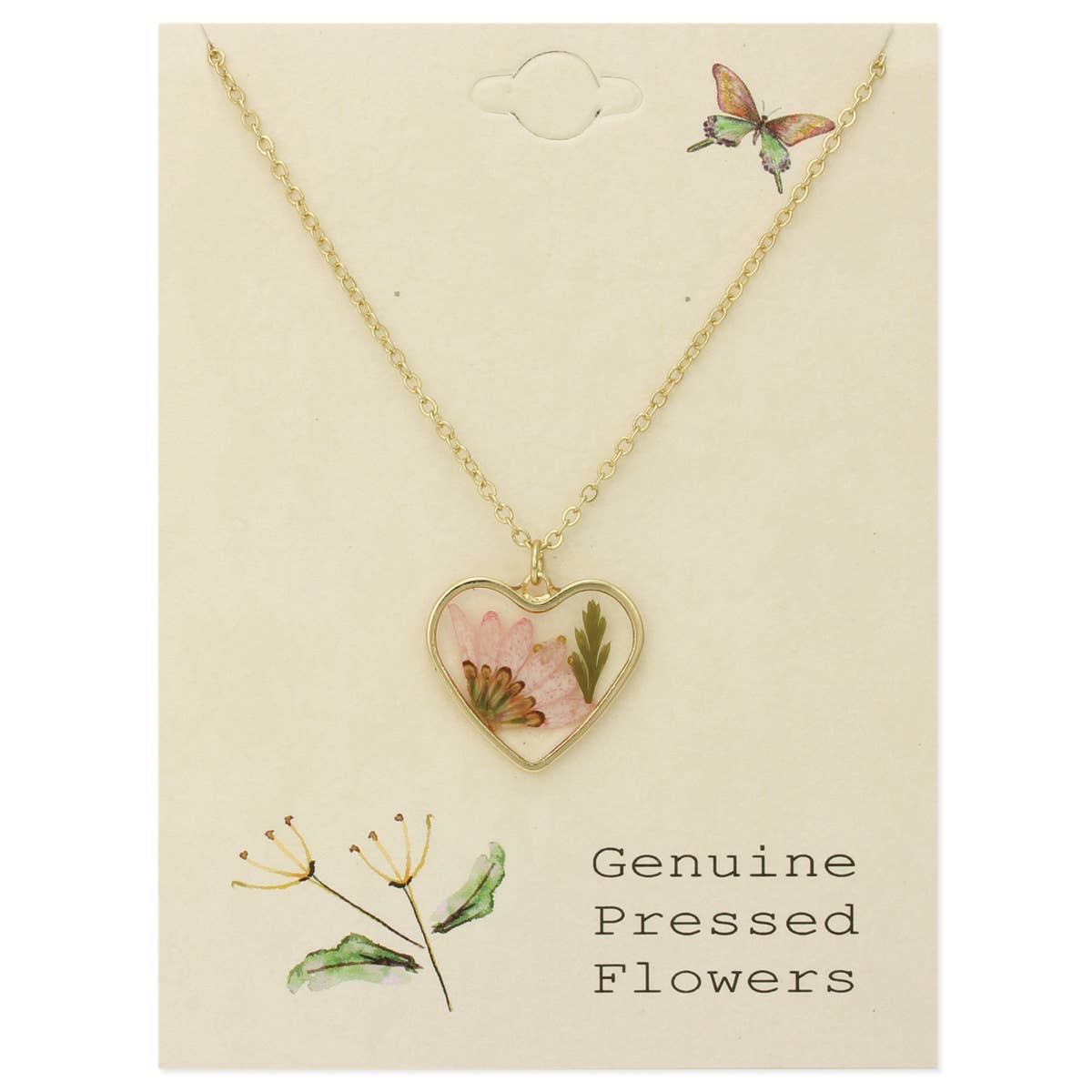 Cottage Floral Heart Dried Flower Necklace - House of Caelo Athleisure Wear, Yoga Wear &  Women's Clothing