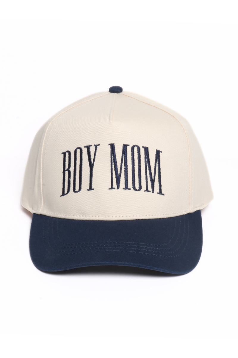 BOY MOM Embroidery Two Tone 5 Panel Cap - House of Caelo Athleisure Wear, Yoga Wear &  Women's Clothing