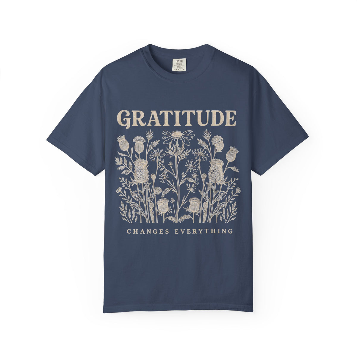 Gratitude Changes Everything Garment-Dyed  Floral Tee