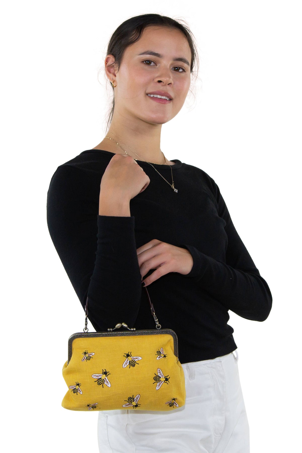 Bee Charm Kisslock Bag – Vintage-Inspired Handbag with Detachable Straps - House of Caelo Athleisure Wear, Yoga Wear &  Women's Clothing