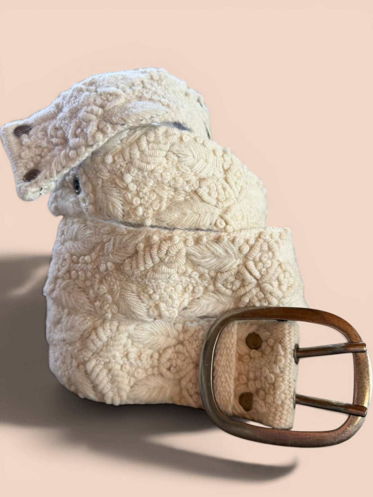 White Meadow Hand-Embroidered Peruvian Wool Belt