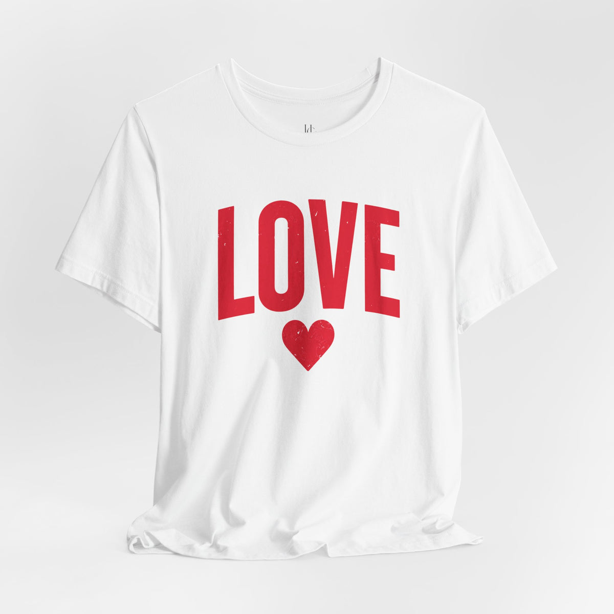 LOVE Heart Graphic Tee in white with red lettering, product view 7