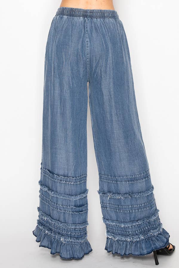 Free Spirit Tiered Chambray Palazzo Pants — alternate product view 4