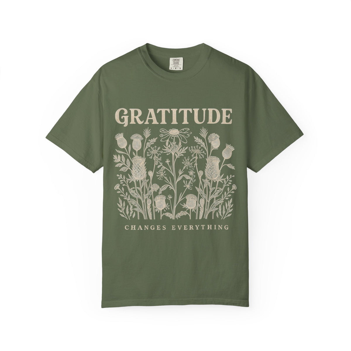 Gratitude Changes Everything Garment-Dyed  Floral Tee