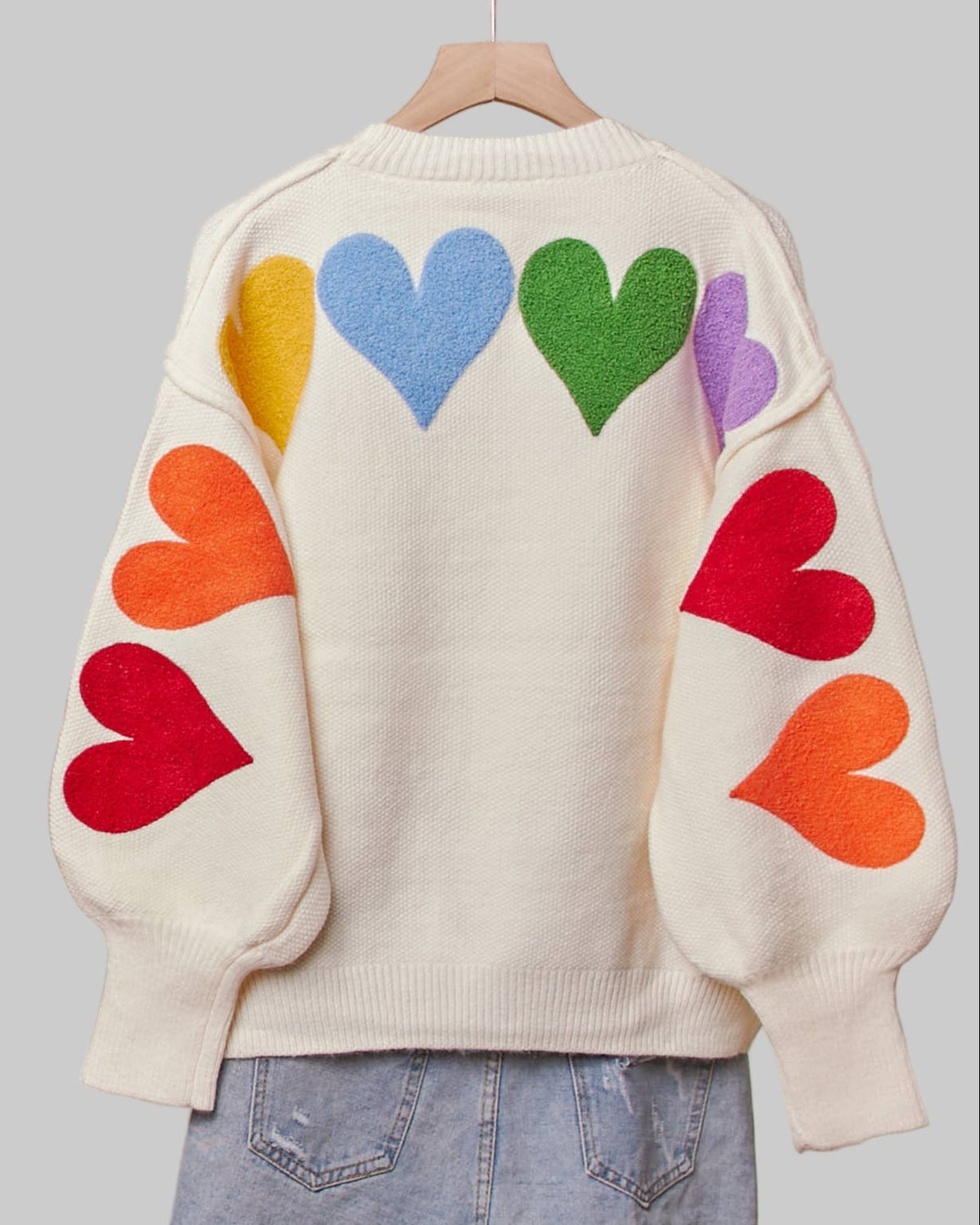 Rainbow Heart Shaped Patch Sweater - House of Caelo Athleisure Wear, Yoga Wear &  Women's Clothing