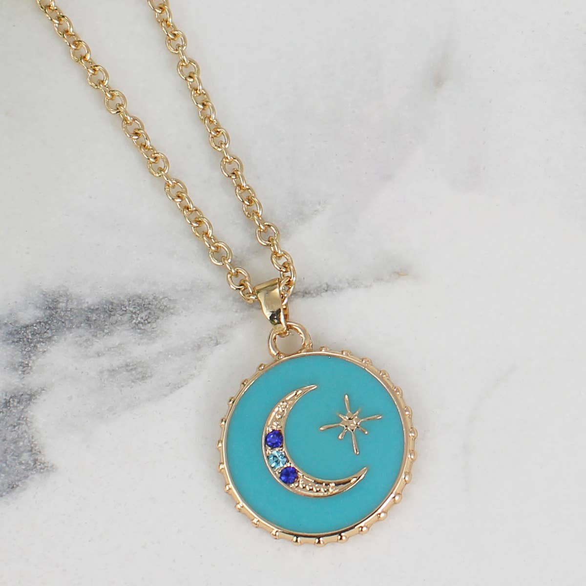 Sparkling Moon Enamel Charm Necklace alternate view