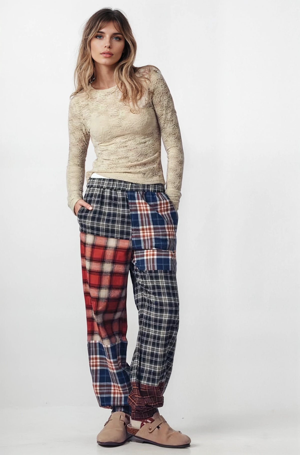 Mixed Plaid Patchwork Boho Jogger Pants - House of Caelo Athleisure Wear, Yoga Wear &  Women's Clothing