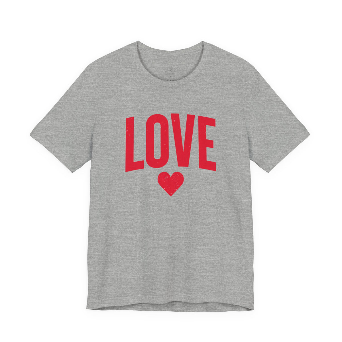 LOVE Heart Graphic Tee in white with red lettering, product view 4