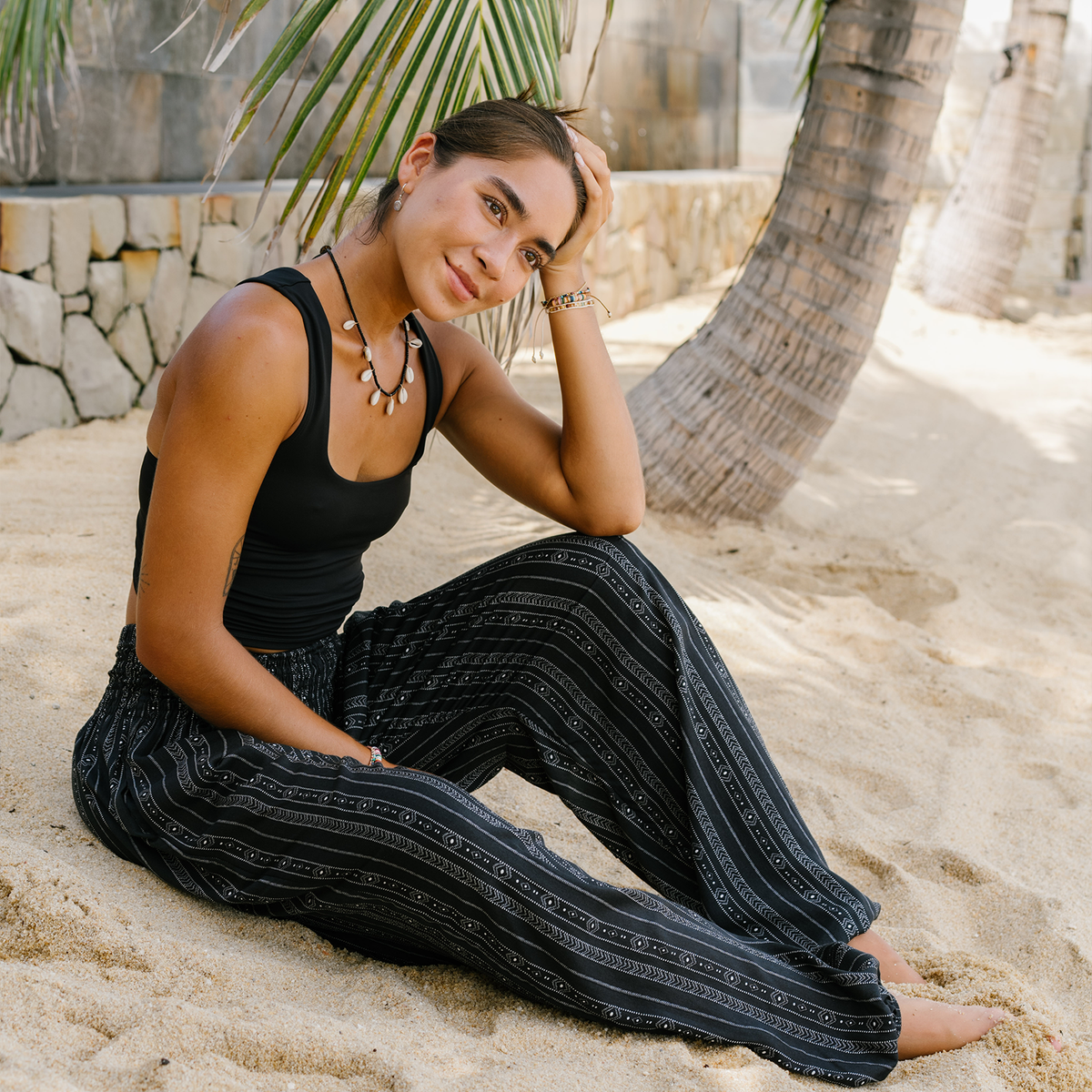 Akha Tribal Print Harem Pants with Pockets — alternate product view 3