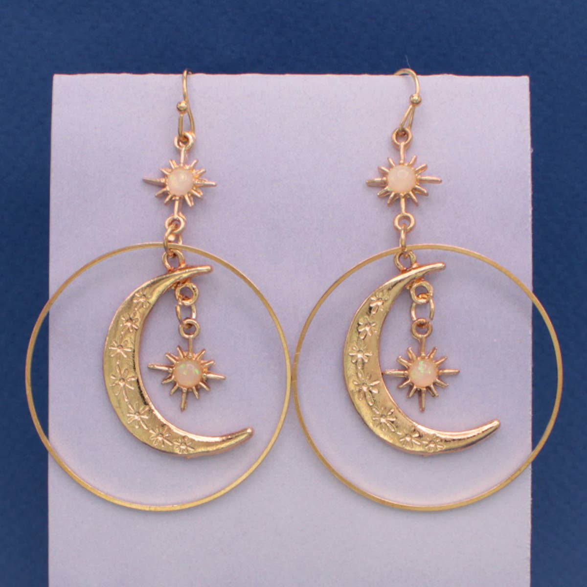Celestial Moon & Sun Gold Hoop Earrings — alternate product view 6