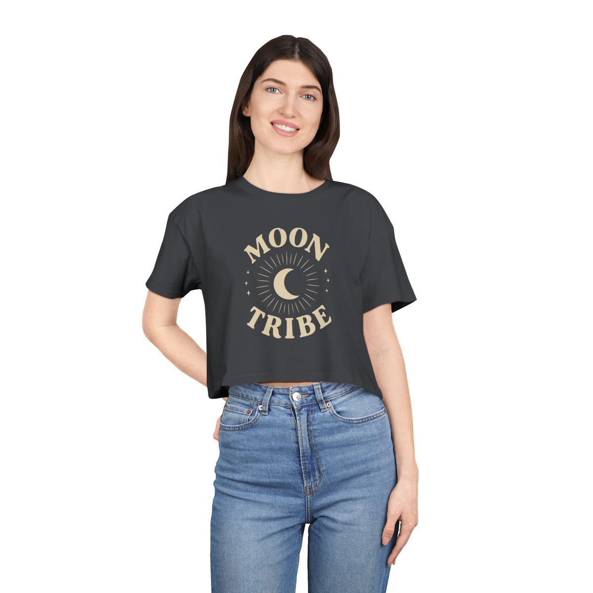 Moon Tribe Crop Tee — Celestial Women's Graphic Shirt — alternate product view 14