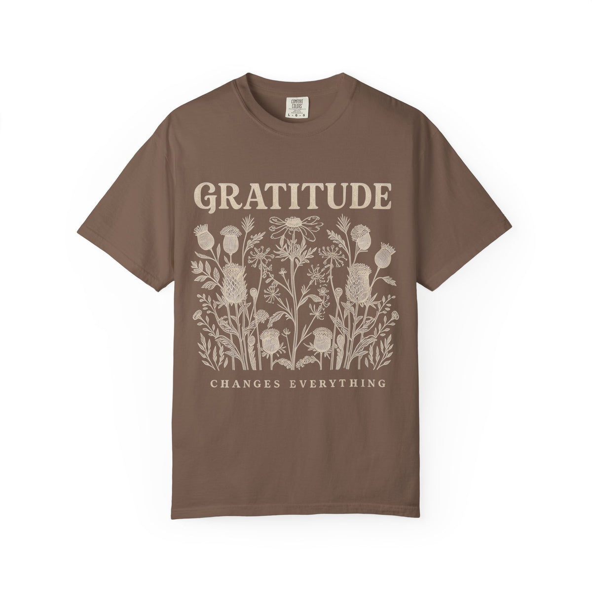 Gratitude Changes Everything Garment-Dyed  Floral Tee