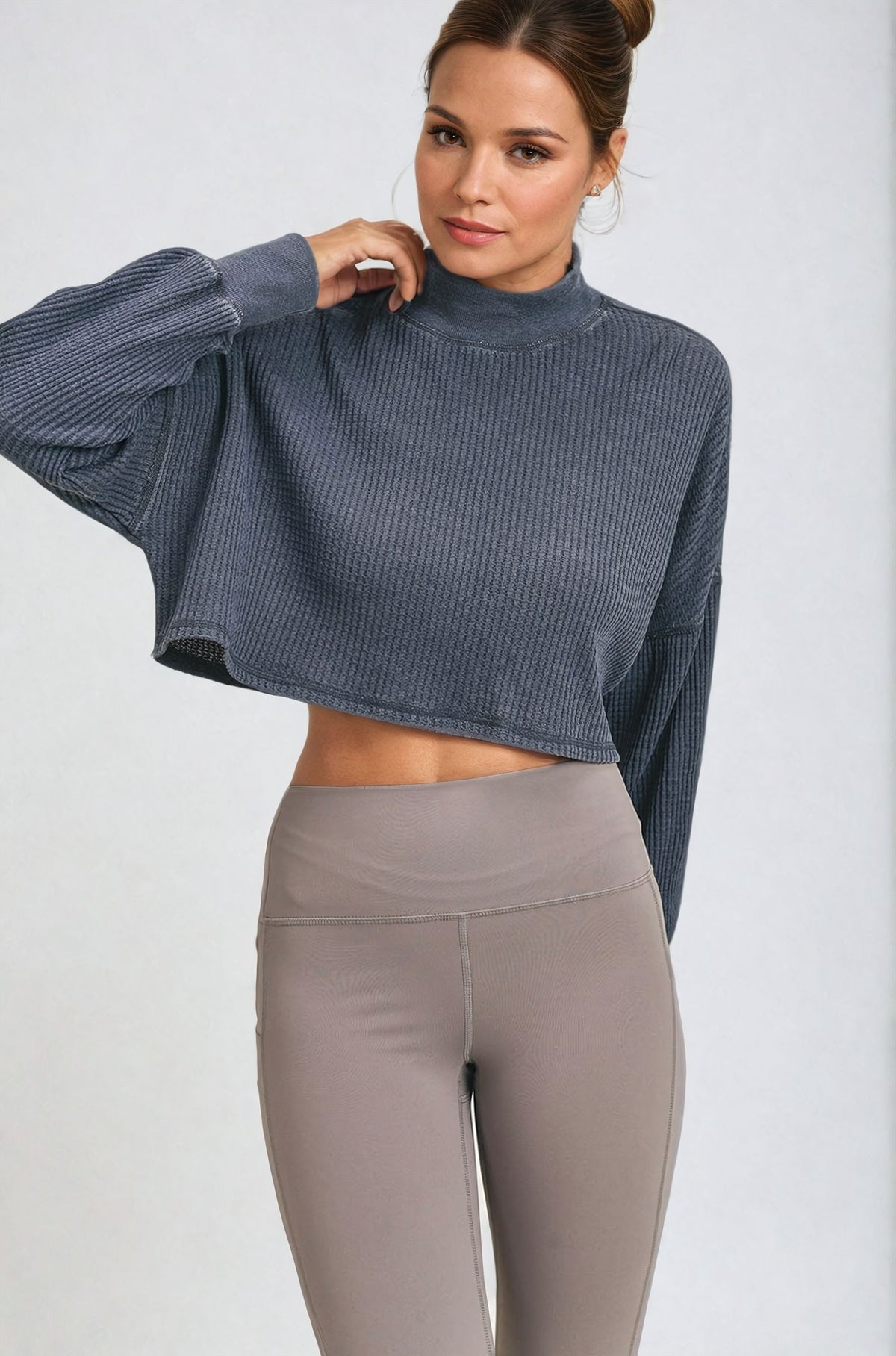 Waffled Mineral-Washed Cropped Top, Clothing, House of Caelo Athleisure Wear, Yoga Wear & Leggings, House of Caelo Athleisure Wear, Yoga Wear & Leggings