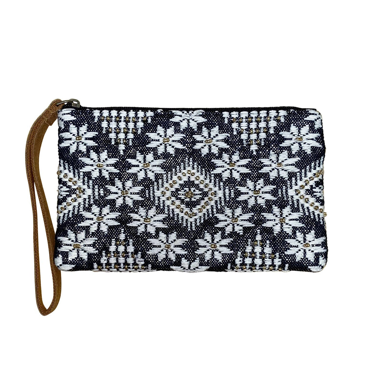 Black White Flowers Beaded Wristlet - House of Caelo Athleisure Wear, Yoga Wear &  Women's Clothing