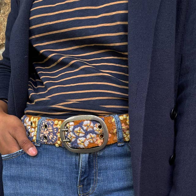 Blue Skies Floral Embroidered Wool Belt - House of Caelo Athleisure Wear, Yoga Wear &  Women's Clothing