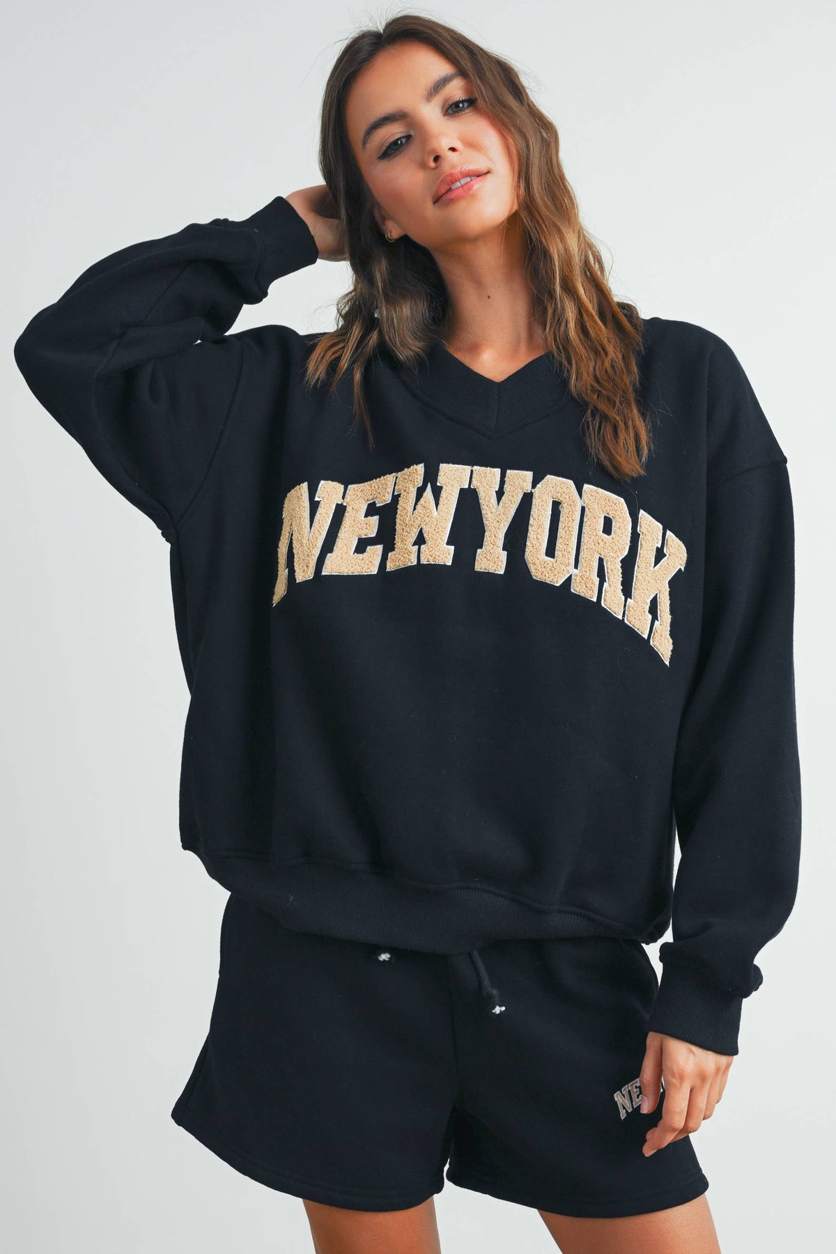 New York V-Neck Sweatshirt - House of Caelo Athleisure Wear, Yoga Wear &  Women's Clothing